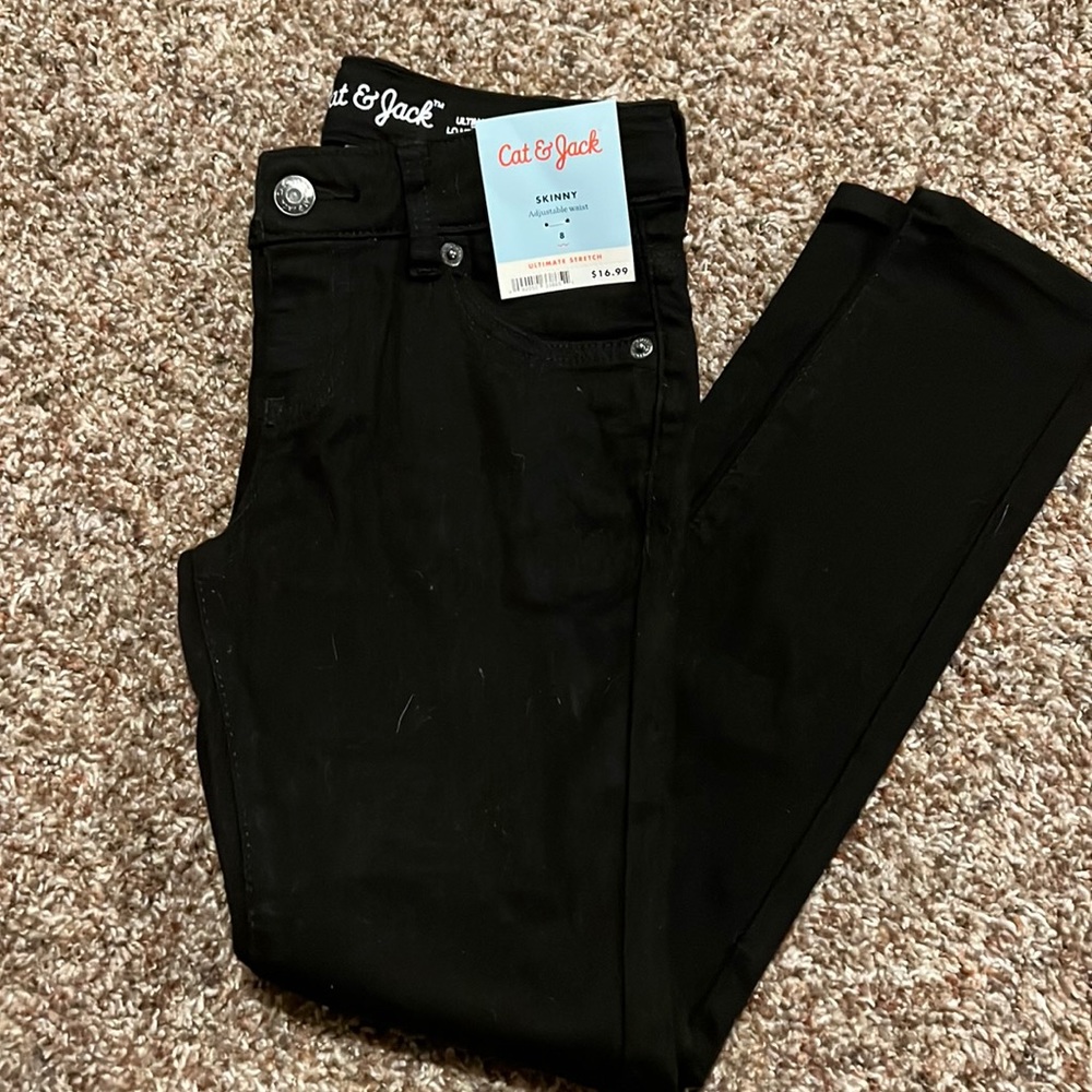 Girls size 8 Cat & jack skinny ultimate stretch adjustable waist black jeans